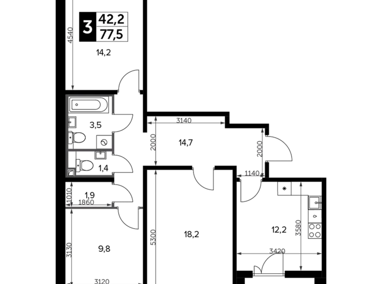 Apartamento 3 habitaciones 78 m² South-Western Administrative Okrug, Rusia