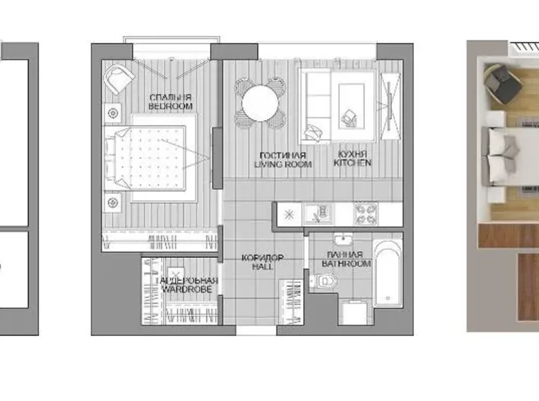 1 room apartment 45 m² Minsk, Belarus