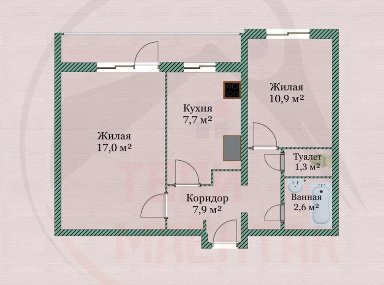 Квартира 2 комнаты 47 м² Минск, Беларусь