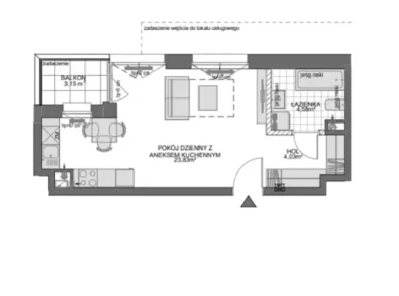 Квартира 1 комната 33 м² Гданьск, Польша