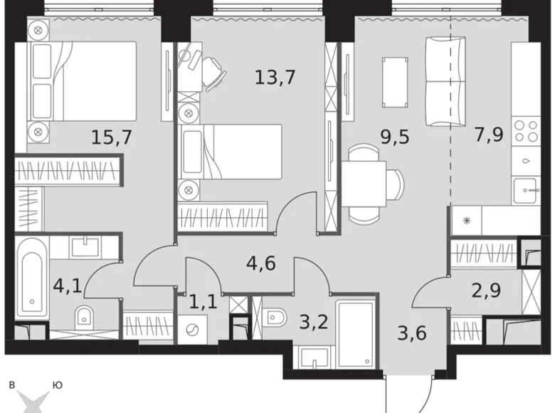 Wohnung 3 zimmer 66 m² Nordwestlicher Verwaltungsbezirk, Russland