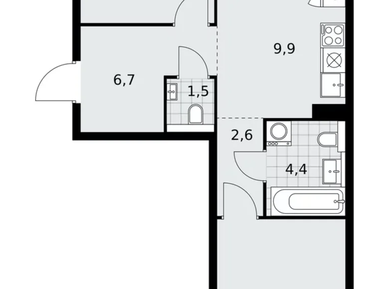 3 room apartment 60 m² poselenie Sosenskoe, Russia