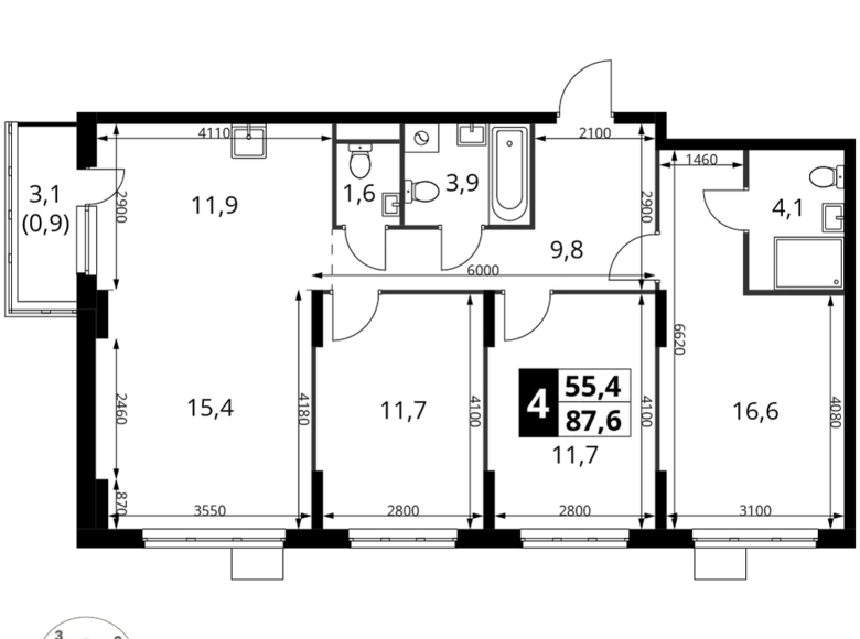 Apartamento 4 habitaciones 88 m² Potapovo, Rusia