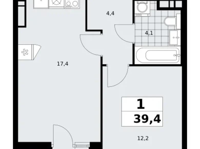 Mieszkanie 1 pokój 39 m² poselenie Sosenskoe, Rosja