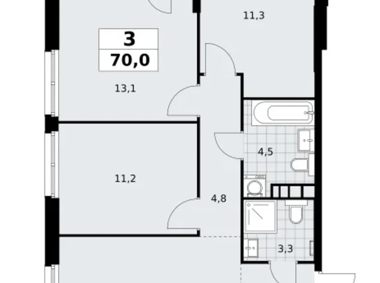 Wohnung 3 zimmer 70 m² Südwestlicher Verwaltungsbezirk, Russland