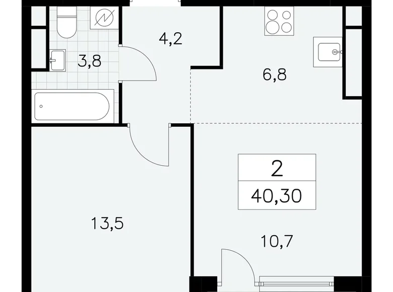 Wohnung 2 zimmer 40 m² Südwestlicher Verwaltungsbezirk, Russland