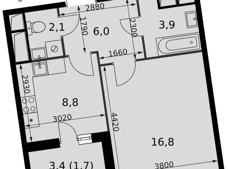 Квартира 1 комната 39 м² Развилка, Россия