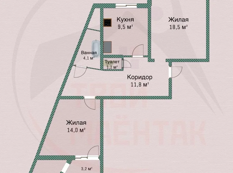 Wohnung 2 zimmer 59 m² Baryssau, Belarus