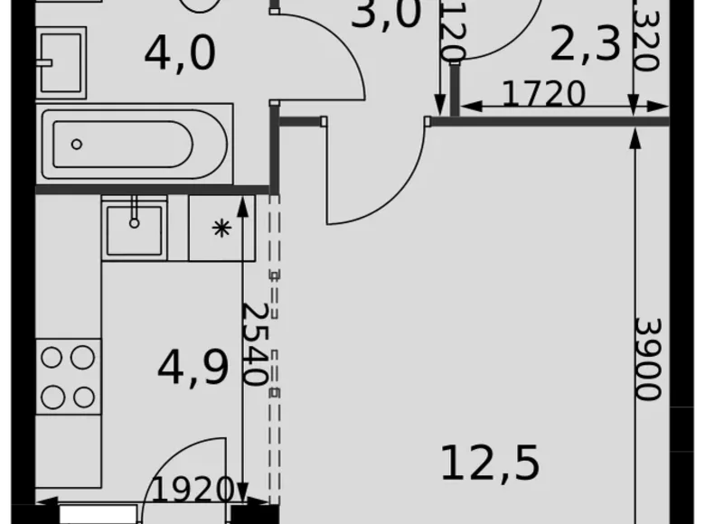 Estudio 1 habitación 28 m² Razvilka, Rusia