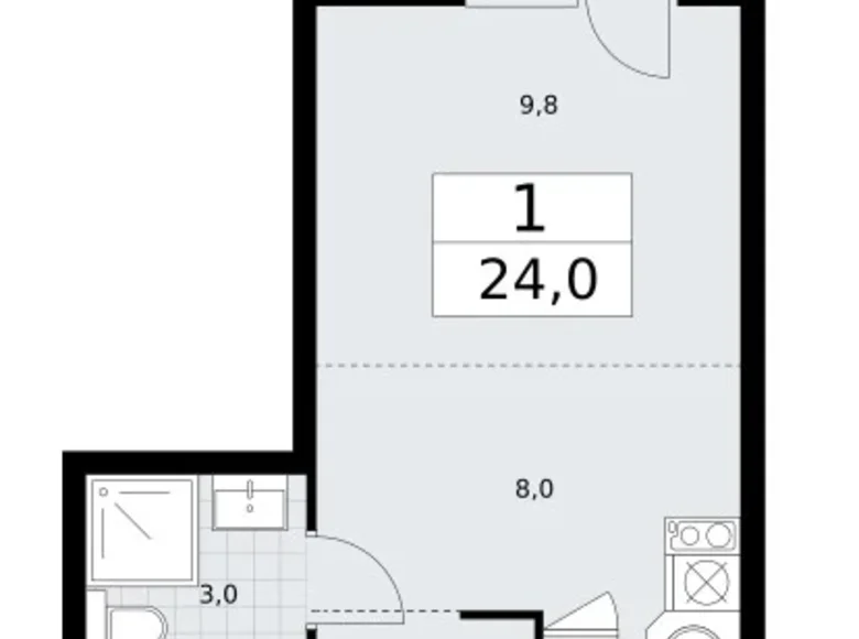 Appartement 1 chambre 24 m² Vnukovo, Russie