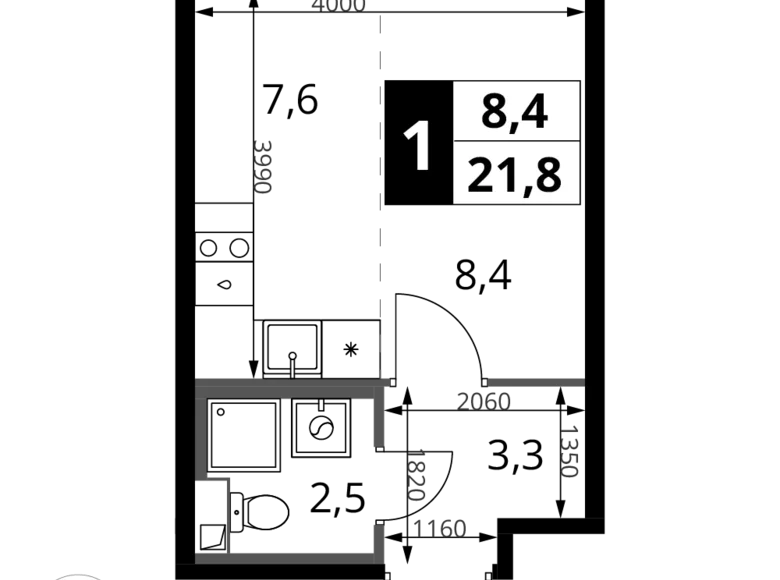 Estudio 1 habitación 22 m² Jimki, Rusia