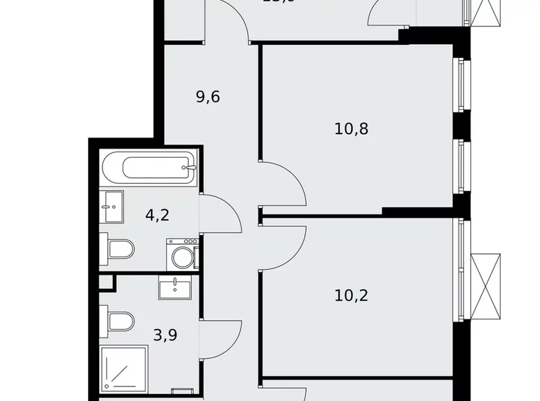Apartamento 3 habitaciones 71 m² poselenie Sosenskoe, Rusia