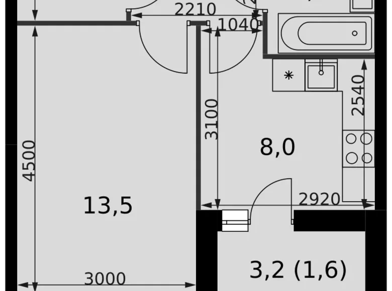 Mieszkanie 1 pokój 35 m² Razvilka, Rosja