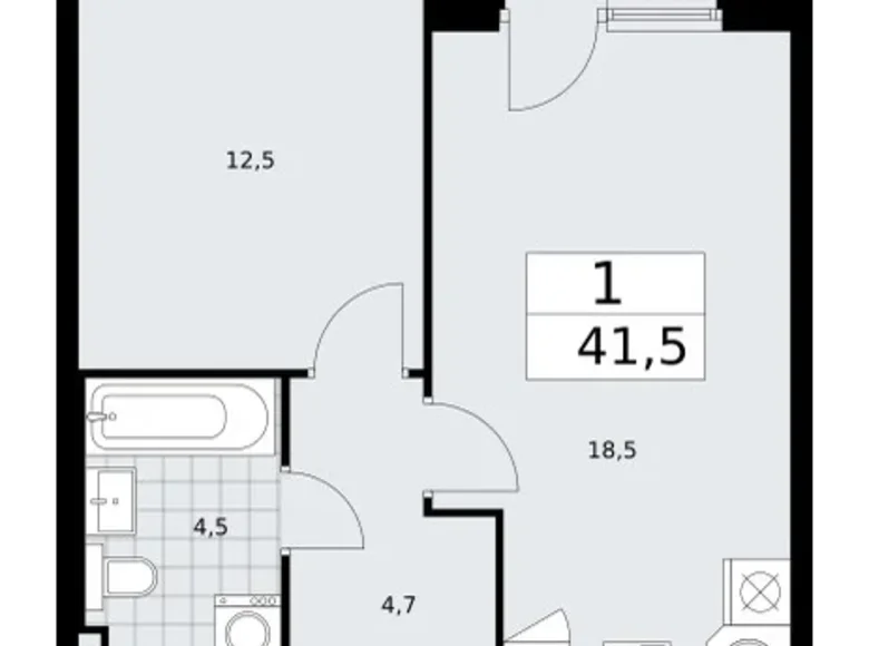 Mieszkanie 1 pokój 42 m² Troick, Rosja