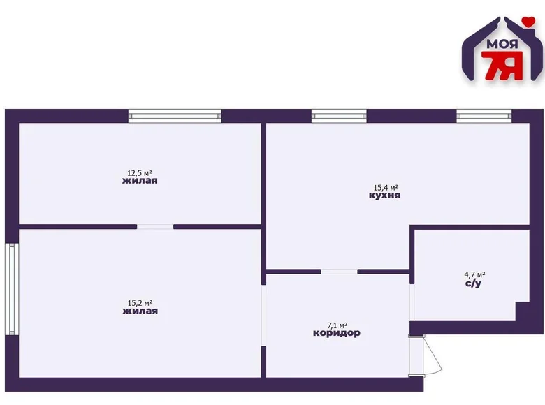 Appartement 2 chambres 55 m² Luban, Biélorussie