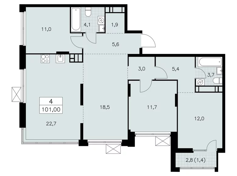 Wohnung 4 Zimmer 101 m² Moskau, Russland