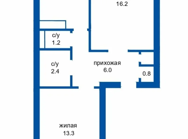 2 room apartment 50 m² Losnica, Belarus