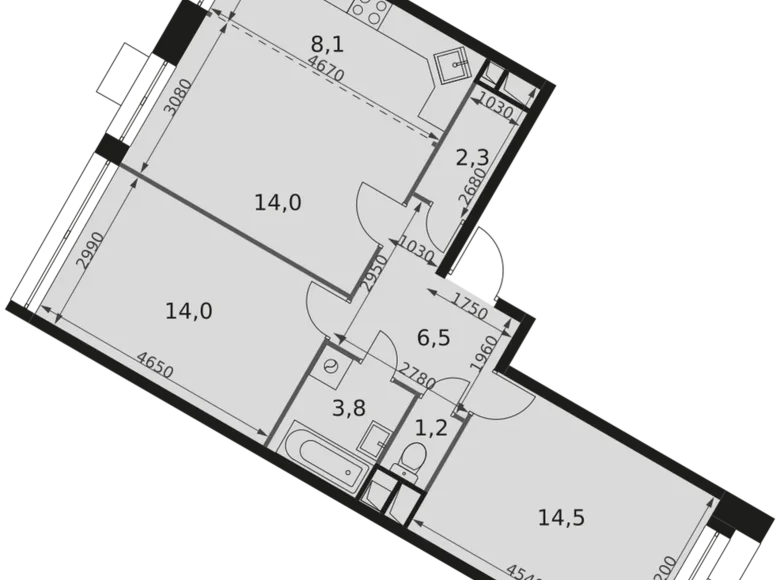 Appartement 3 chambres 64 m² Mytishchi Urban Okrug, Russie