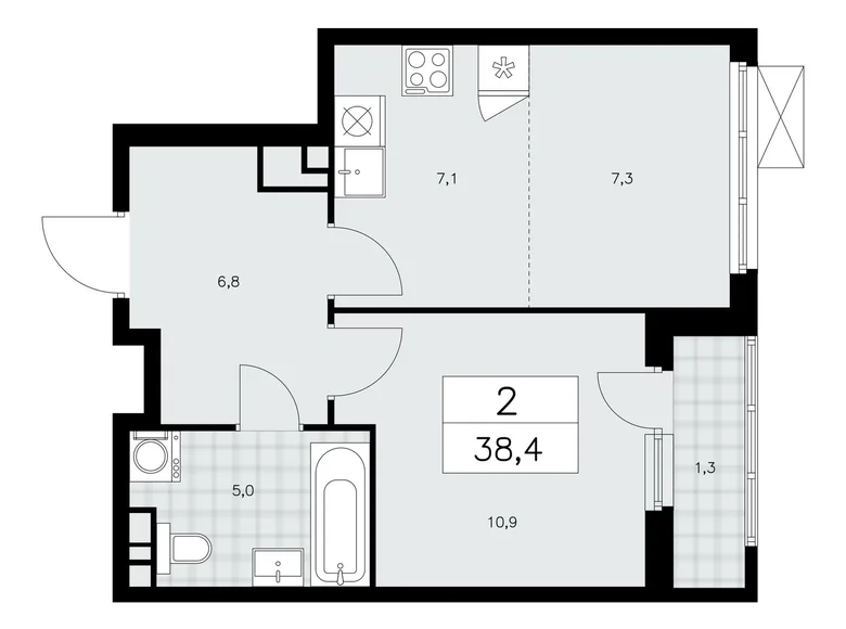 Wohnung 2 zimmer 38 m² poselenie Sosenskoe, Russland