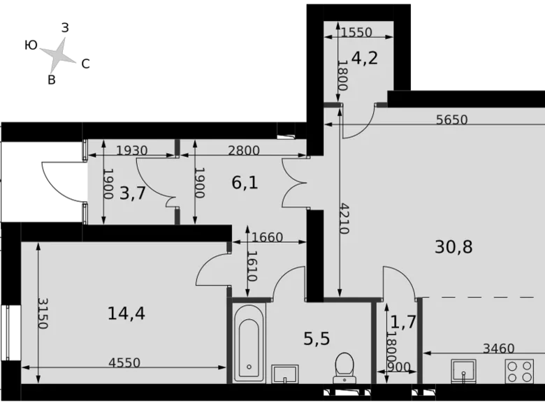 Appartement 1 chambre 66 m² Naro-Fominskiy gorodskoy okrug, Fédération de Russie