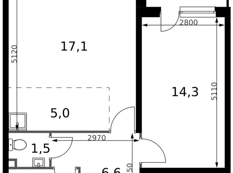 2 room apartment 50 m² Sapronovo, Russia