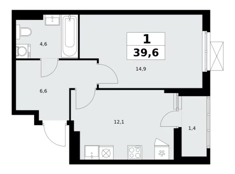 1 room apartment 40 m² poselenie Sosenskoe, Russia