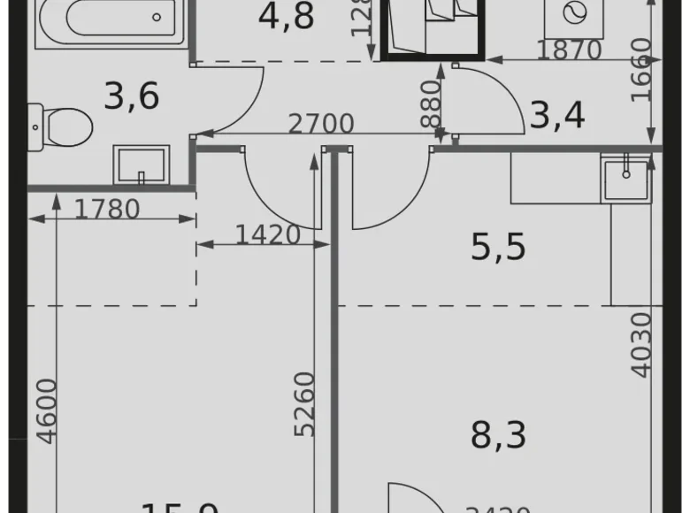 Wohnung 1 zimmer 44 m² Moskau, Russland