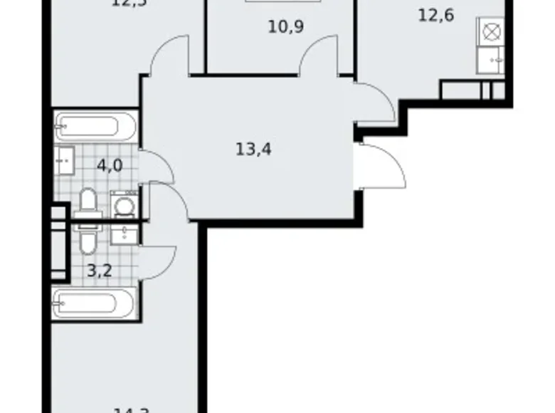 3 room apartment 72 m² poselenie Sosenskoe, Russia