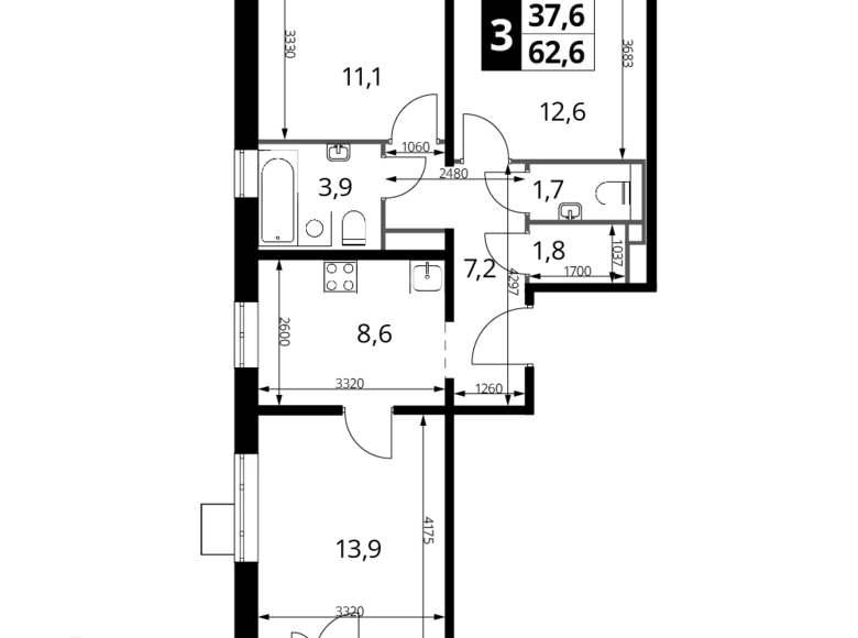 Mieszkanie 3 pokoi 63 m² Nekrasovka District, Rosja