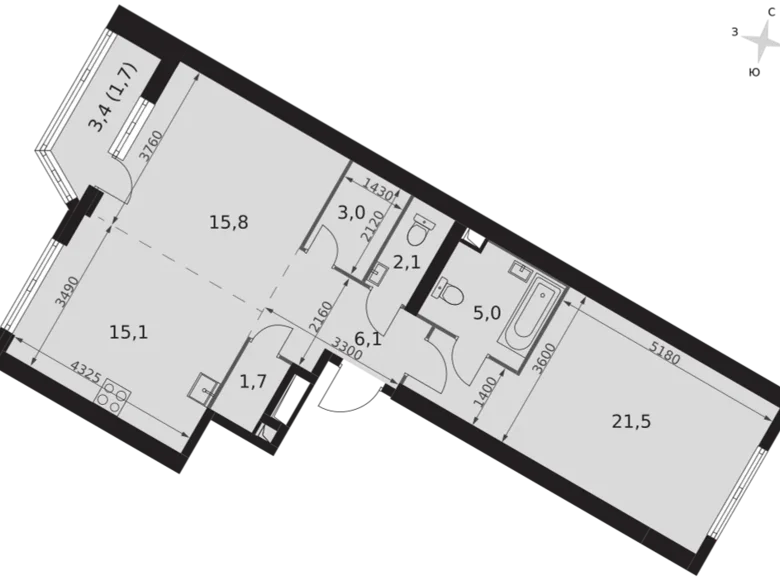 Wohnung 2 zimmer 72 m² Konkovo District, Russland