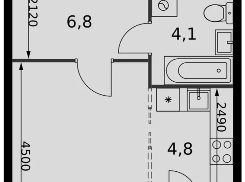 Студия 1 комната 31 м² Развилка, Россия