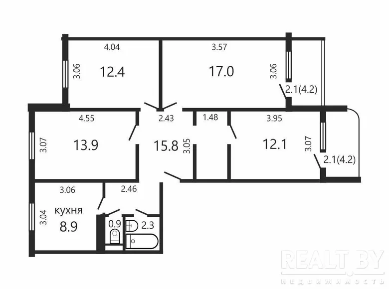 4 room apartment 88 m² Minsk, Belarus