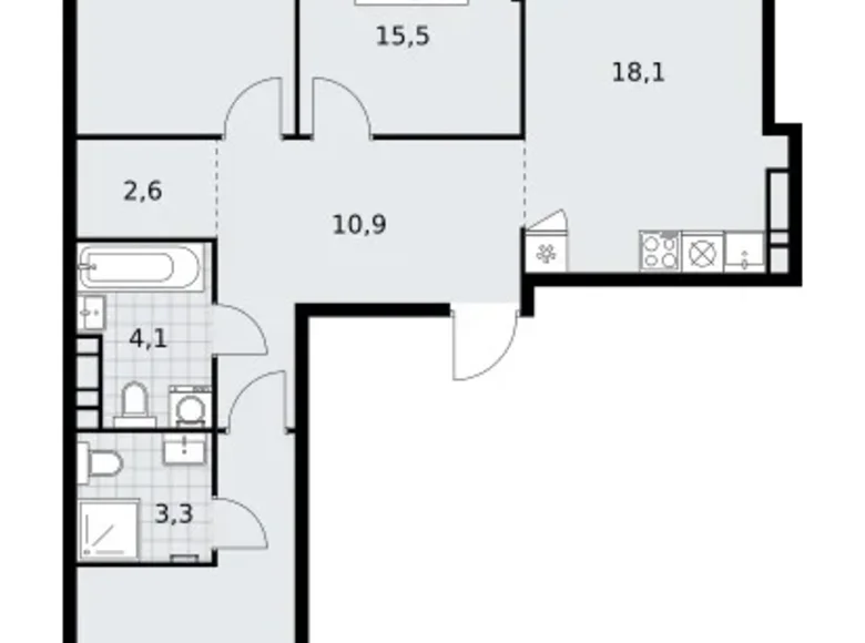 3 room apartment 84 m² South-Western Administrative Okrug, Russia