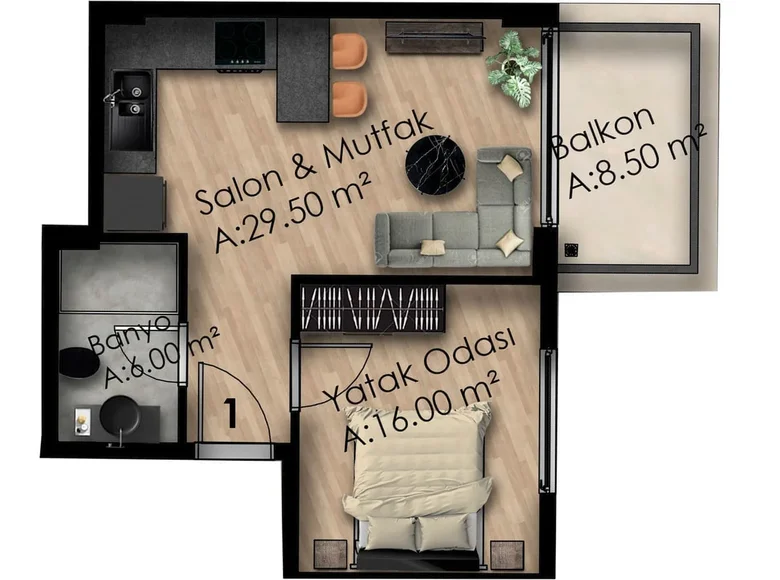 Apartamento 2 habitaciones 60 m² Gazipasa, Turquía