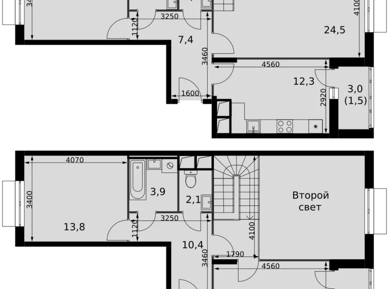 4 room apartment 109 m² Razvilka, Russia