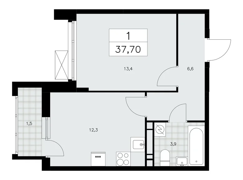 Appartement 1 chambre 38 m² Moscou, Fédération de Russie