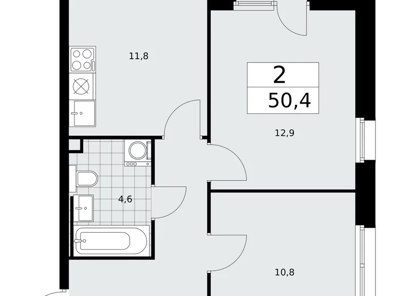 Wohnung 2 Zimmer 50 m² Moskau, Russland