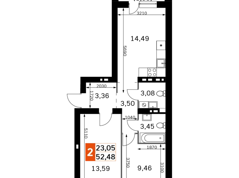 Квартира 2 комнаты 52 м² Одинцовский городской округ, Россия