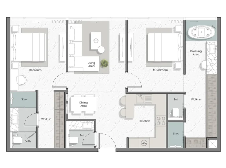 Apartamento 2 habitaciones 134 m² Dubái, Emiratos Árabes Unidos