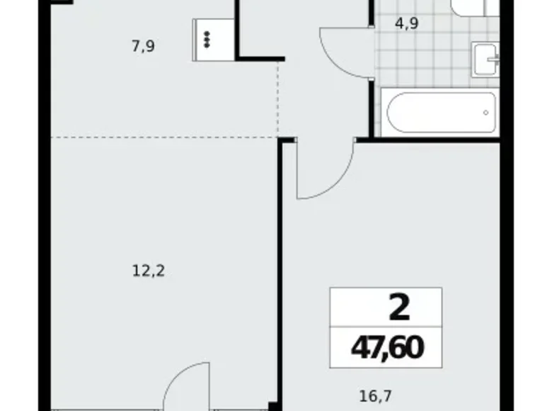 Wohnung 2 Zimmer 48 m² Nördlicher Verwaltungsbezirk, Russland