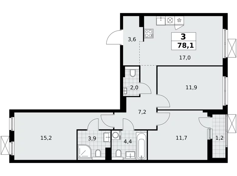 Квартира 3 комнаты 78 м² поселение Сосенское, Россия
