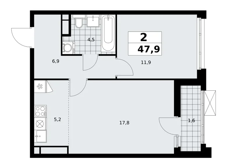 Квартира 2 комнаты 48 м² поселение Сосенское, Россия