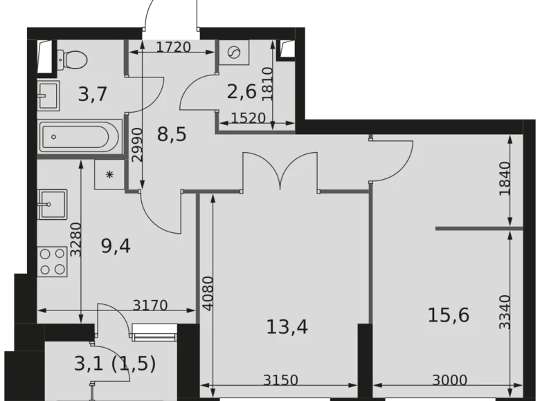 Mieszkanie 2 pokoi 55 m² Moskwa, Rosja