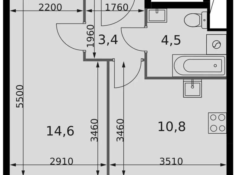 1 room apartment 33 m² Razvilka, Russia