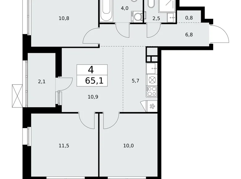 Appartement 4 chambres 65 m² Moscou, Fédération de Russie