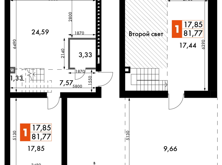 Mieszkanie 1 pokój 82 m² Odincovskiy gorodskoy okrug, Rosja