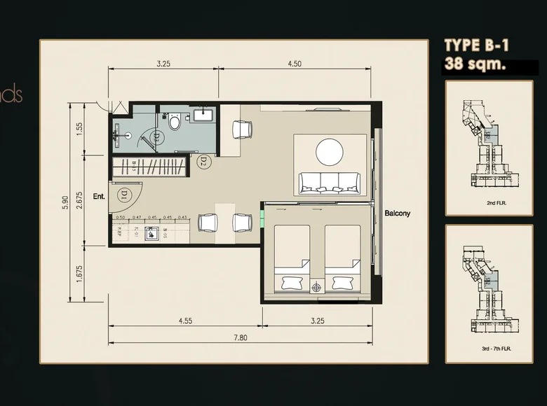 Studio apartment 1 bedroom 30 m² Phuket, Thailand