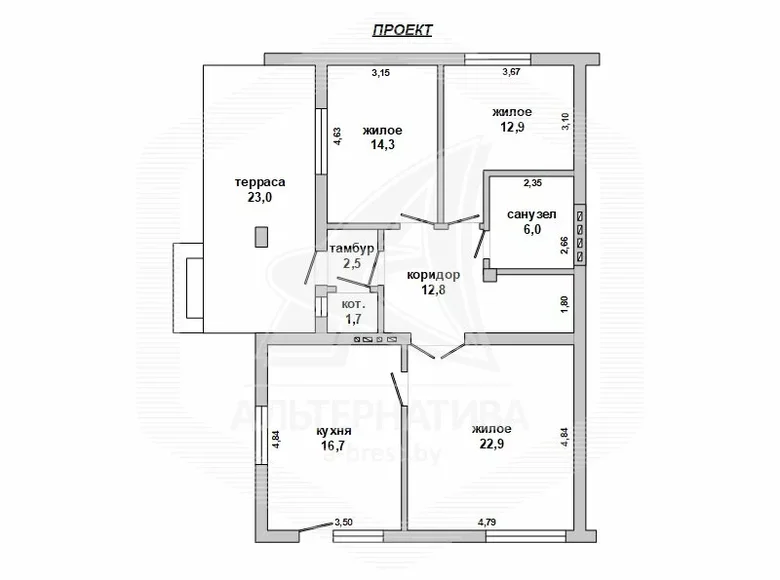 Квартира 4 комнаты 133 м² Брест, Беларусь