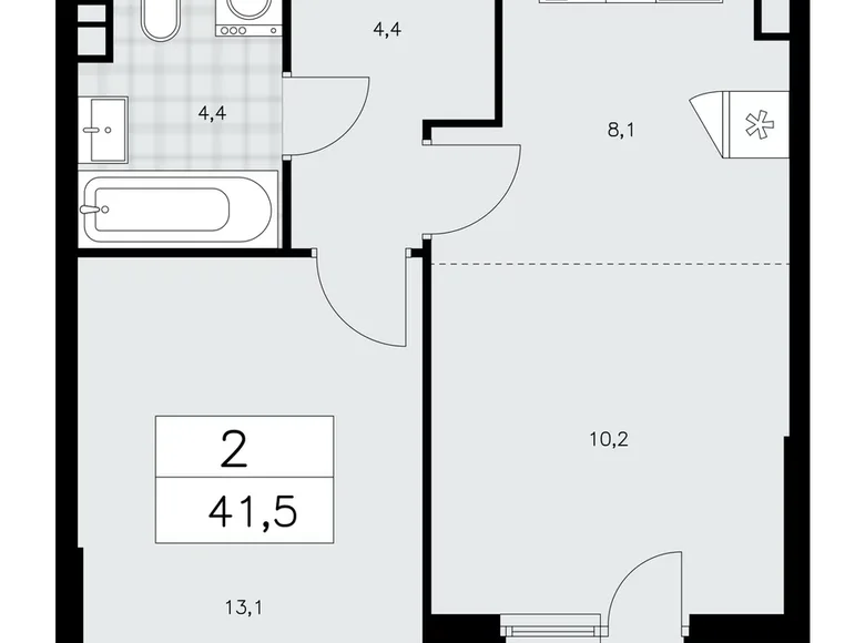 Mieszkanie 2 pokoi 42 m² poselenie Sosenskoe, Rosja