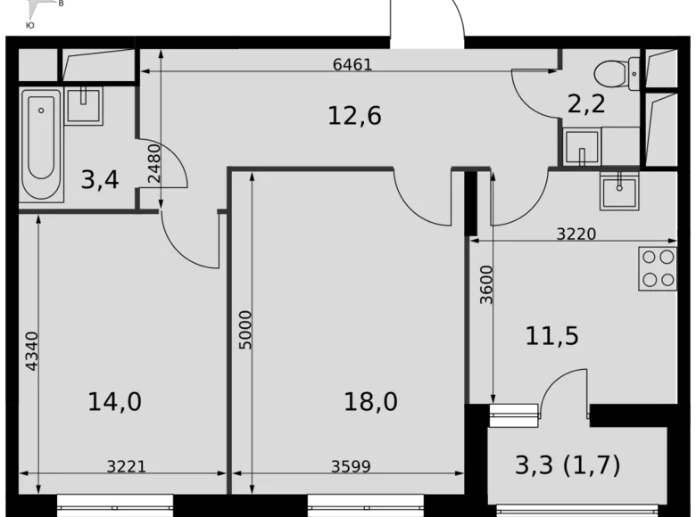 Appartement 2 chambres 63 m² Razvilka, Fédération de Russie